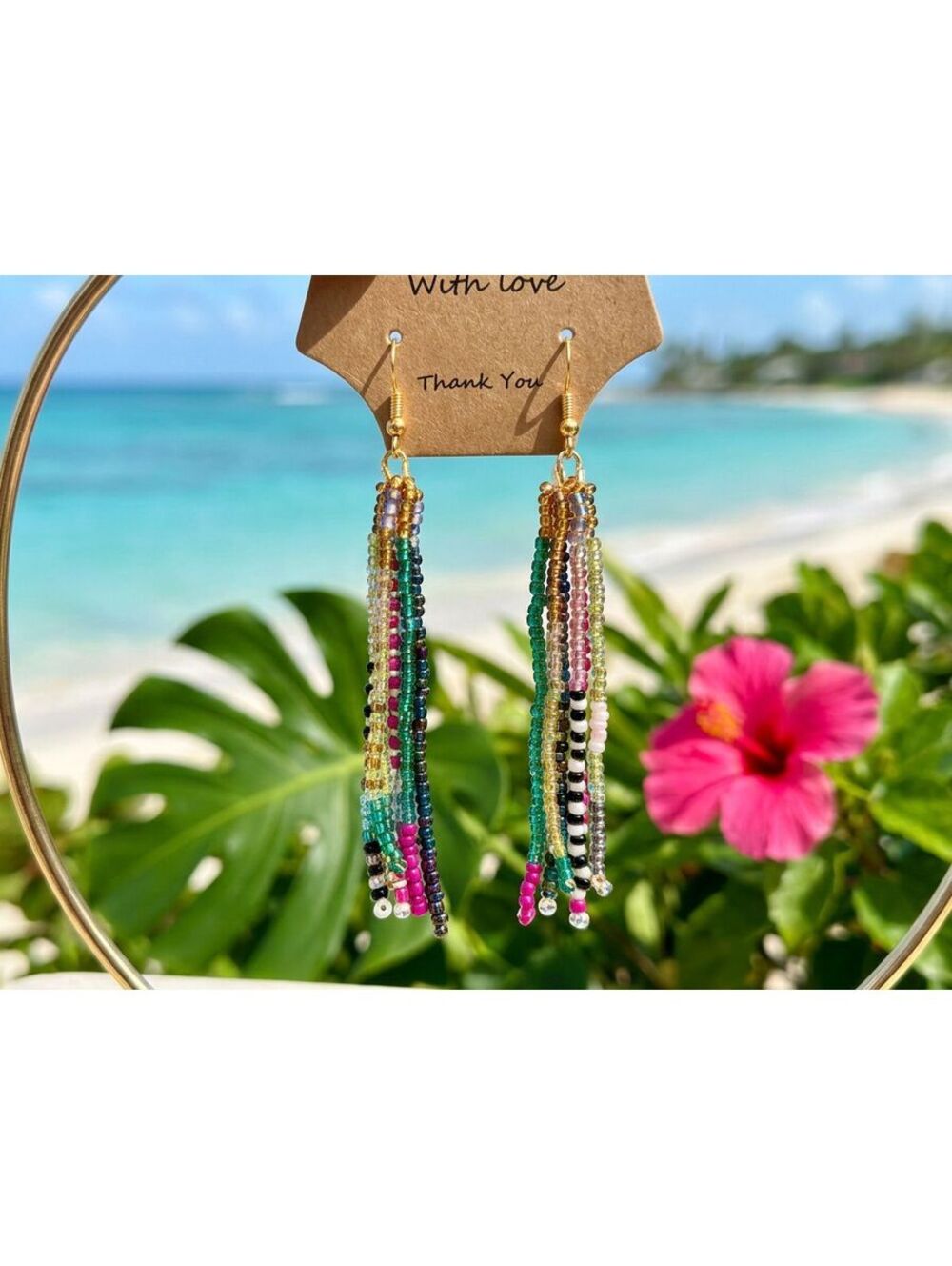 Colorful Seed Bead Dangle unique Earrings